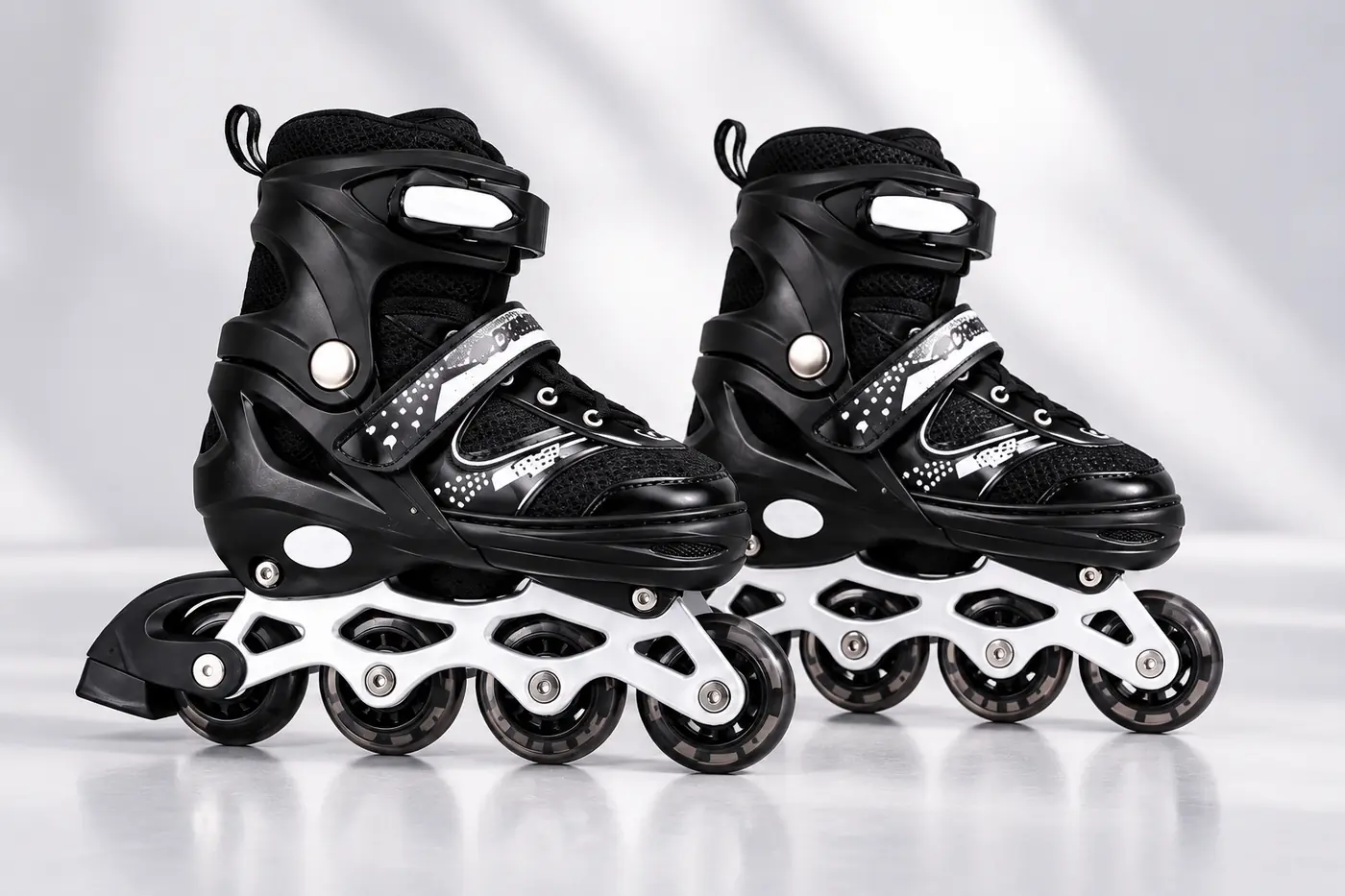 Black Durable Full Kit Roller Skates Shoes